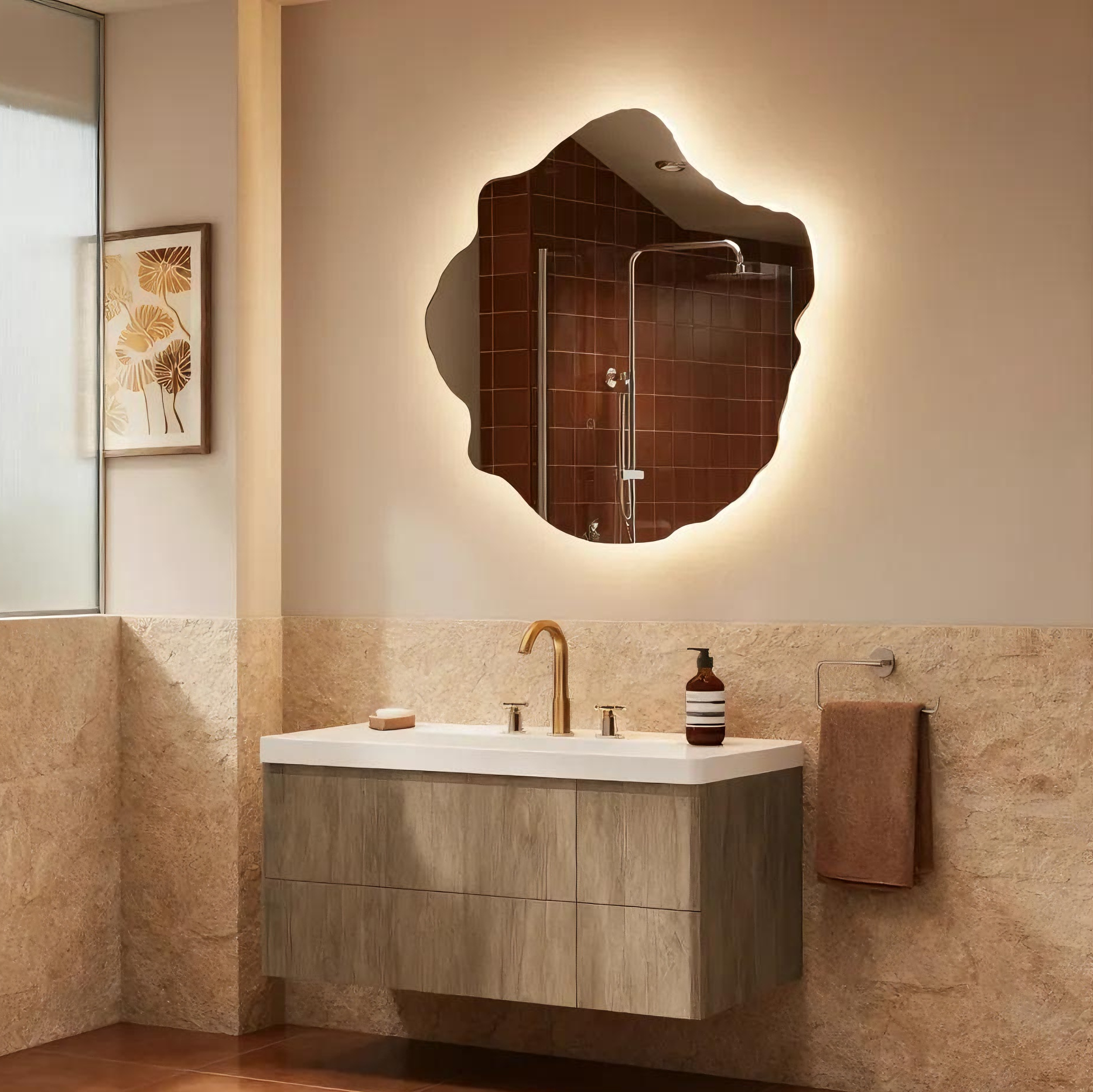 LAMORA Frameless Irregular Custom LED Mirror | New Arrival