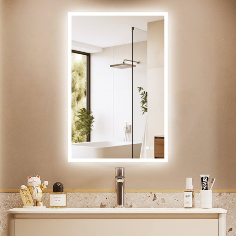GLOWY Rectangular Frameless LED Mirror with Edge LED Light | Ship today mirror