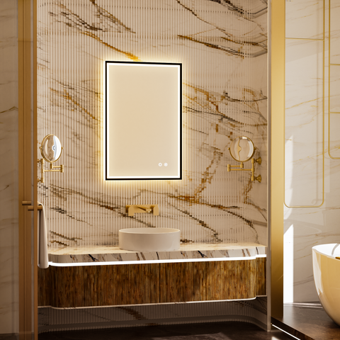 MINER Aluminum Framed LED Mirror with Edge LED Light | Ship today mirror