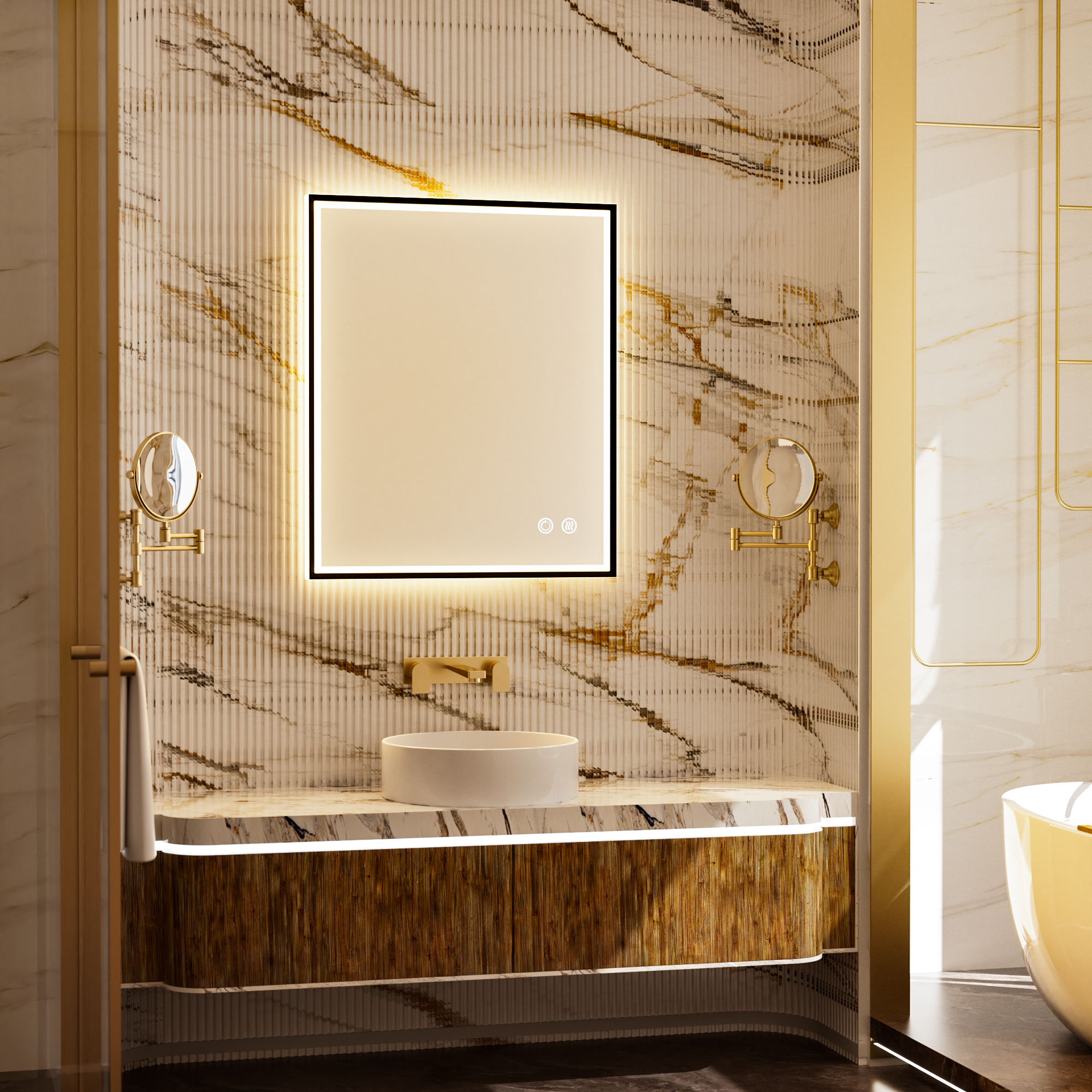 MINER Aluminum Framed LED Mirror with Edge LED Light | Ship today mirror