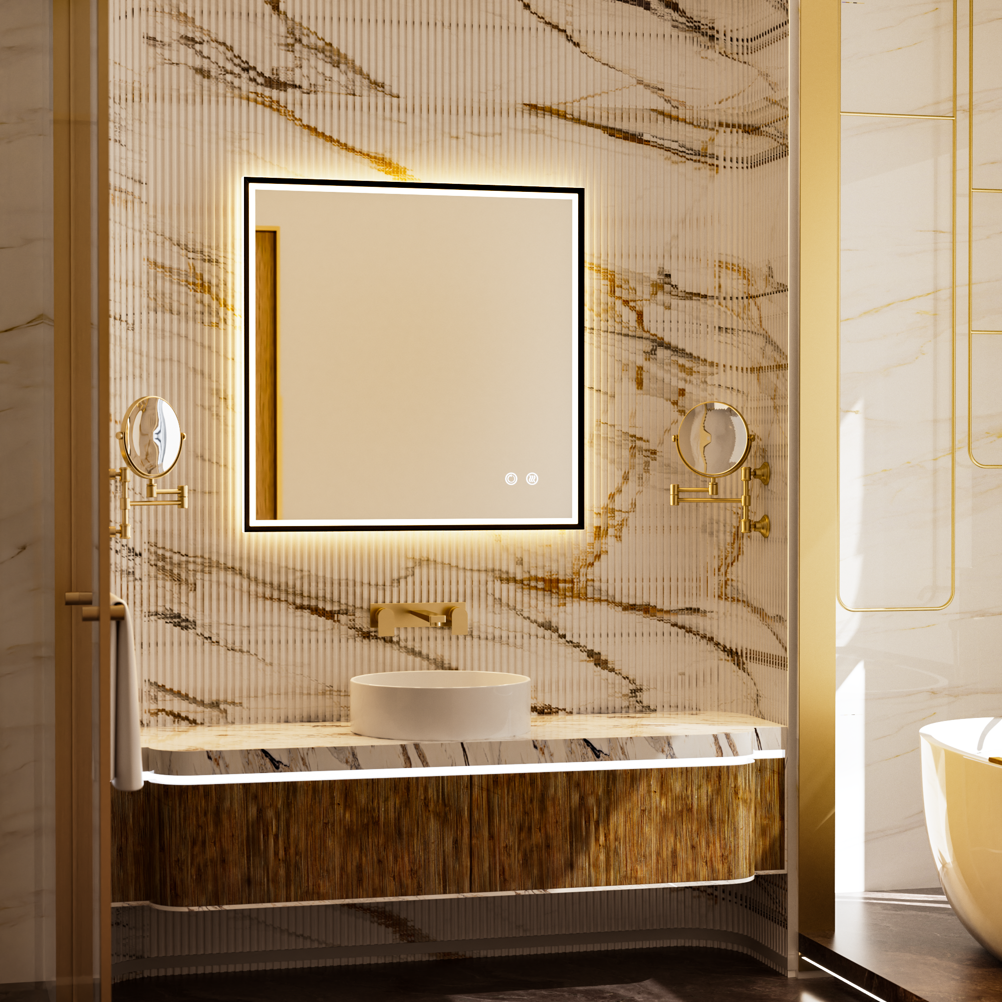 MINER Aluminum Framed LED Mirror with Edge LED Light | Ship today mirror