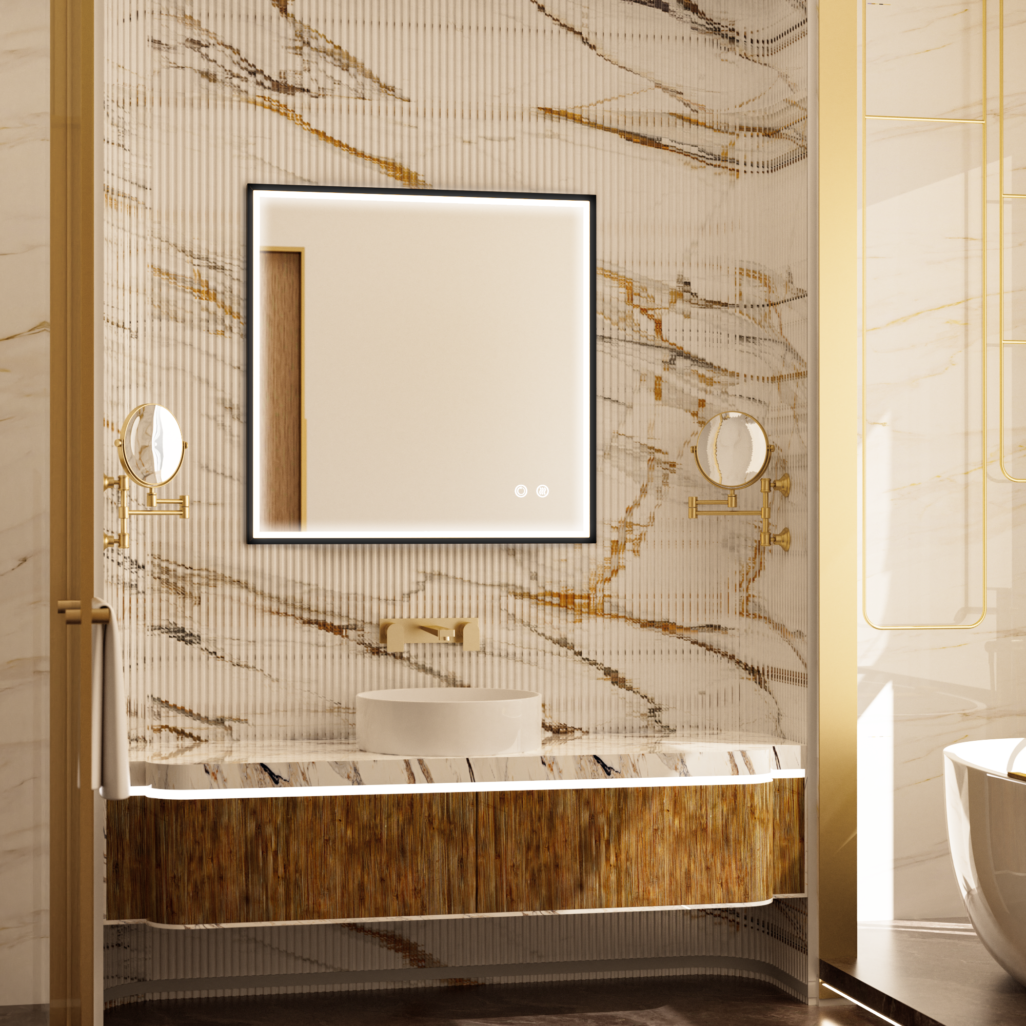 MINER Aluminum Framed LED Mirror with Edge LED Light | Ship today mirror