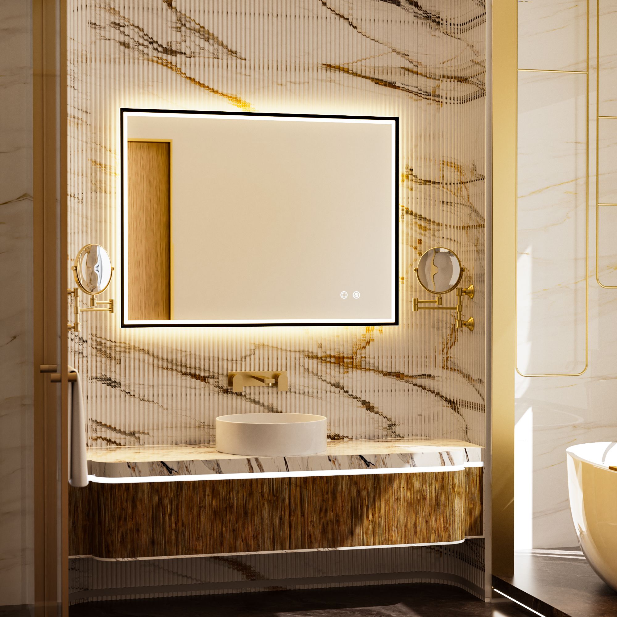 MINER Aluminum Framed LED Mirror with Edge LED Light | Ship today mirror