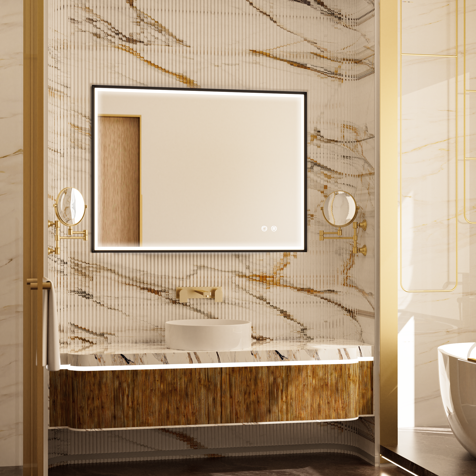 MINER Aluminum Framed LED Mirror with Edge LED Light | Ship today mirror