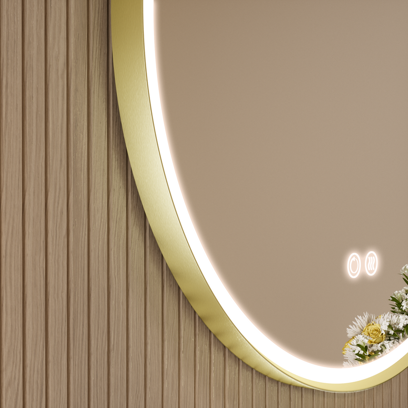 LITEY Aluminum Framed Round LED Mirror with Edge LED Light | Ship today mirror