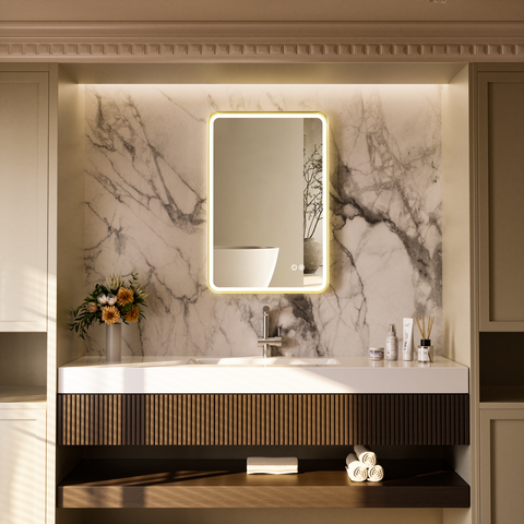 FLASHY Aluminum Framed Rounded LED Mirror with Front Light | Ship today mirror