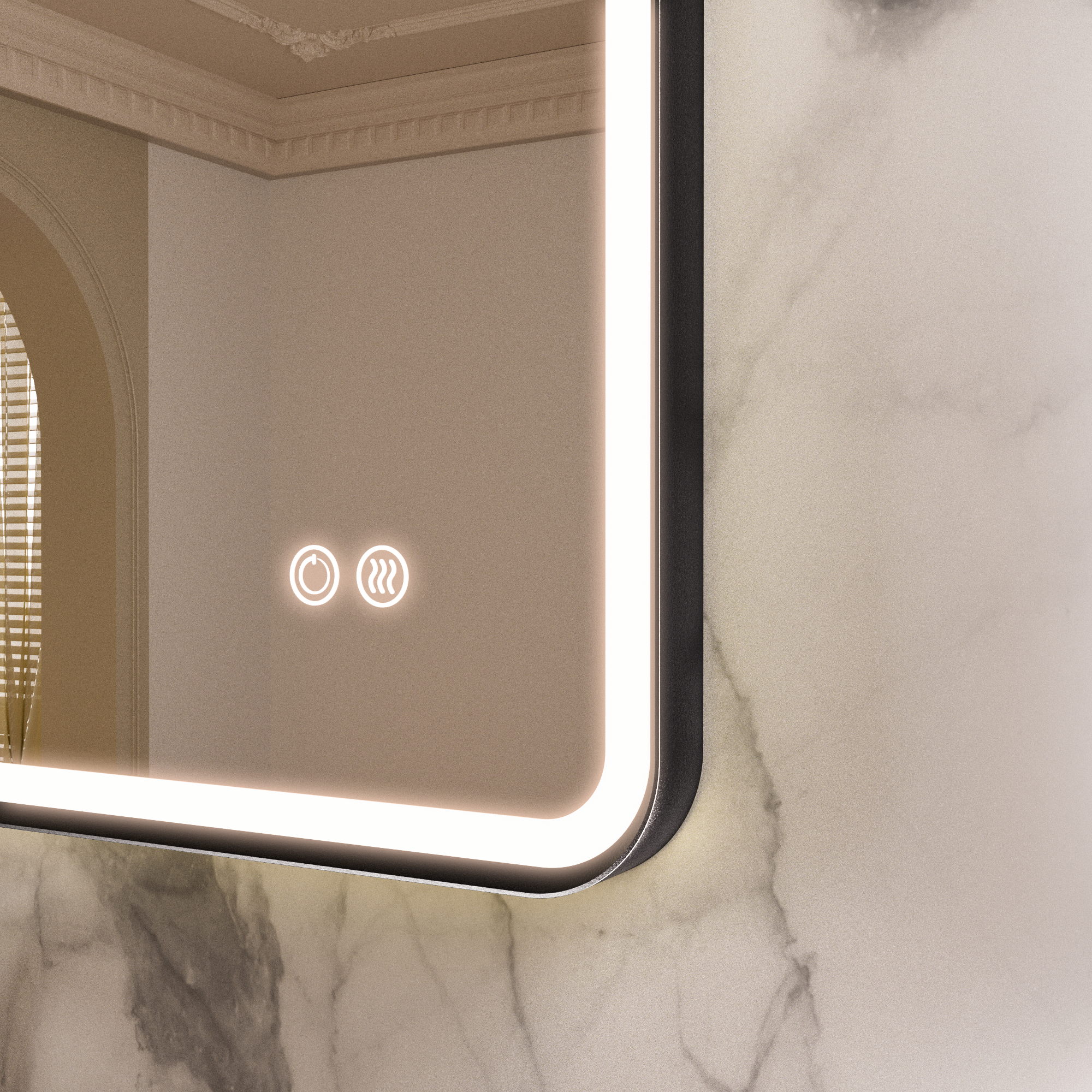 FLASHY Aluminum Framed Rounded LED Mirror with Front Light | Ship today mirror