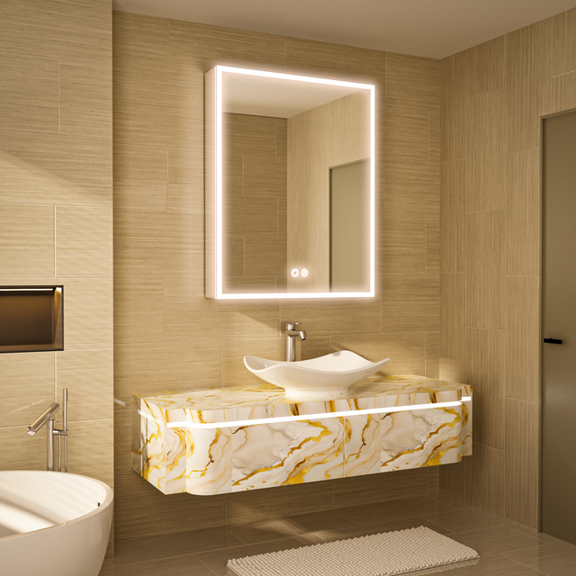 RADIY Rectangular Frameless Medicine Cabinet with Edge LED Light