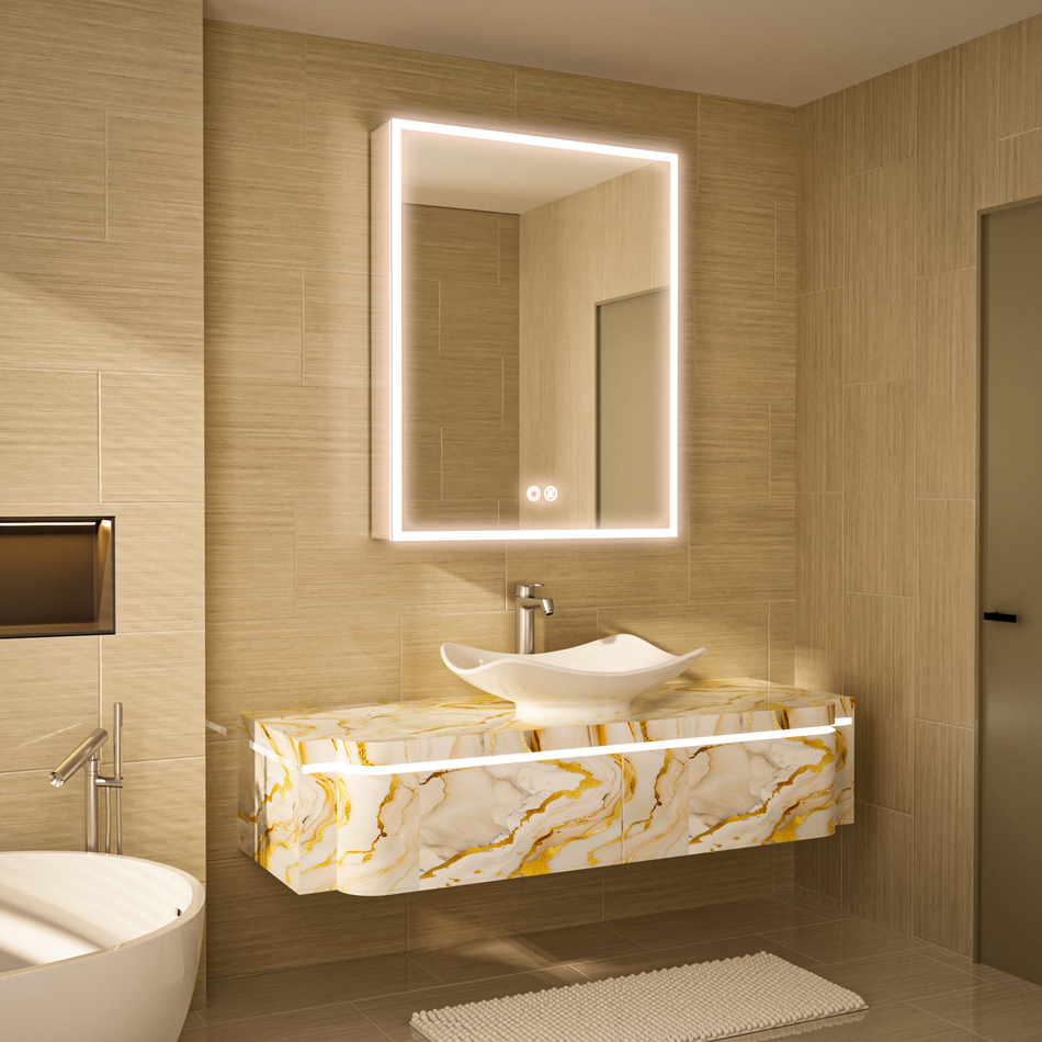 RADIY Rectangular Frameless Medicine Cabinet with Edge LED Light