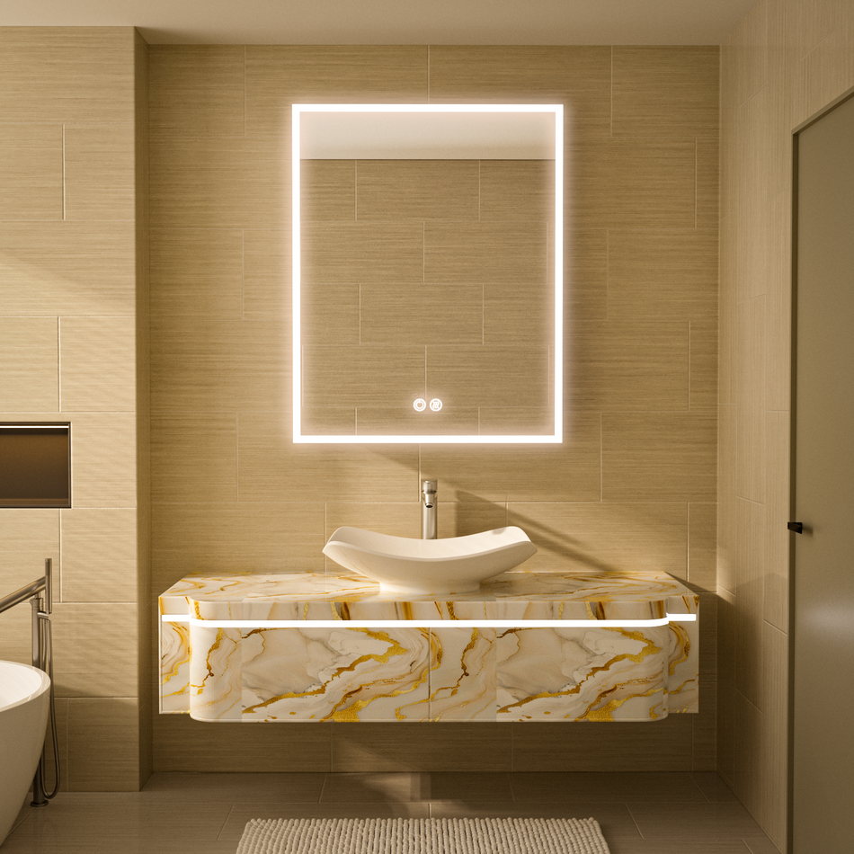 RADIY Rectangular Frameless Medicine Cabinet with Edge LED Light