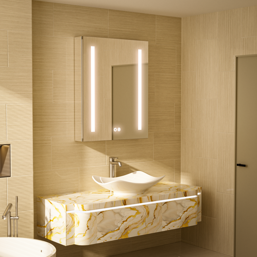 BLAZEY Rectangular Frameless Medicine Cabinet with Two Side LED Light