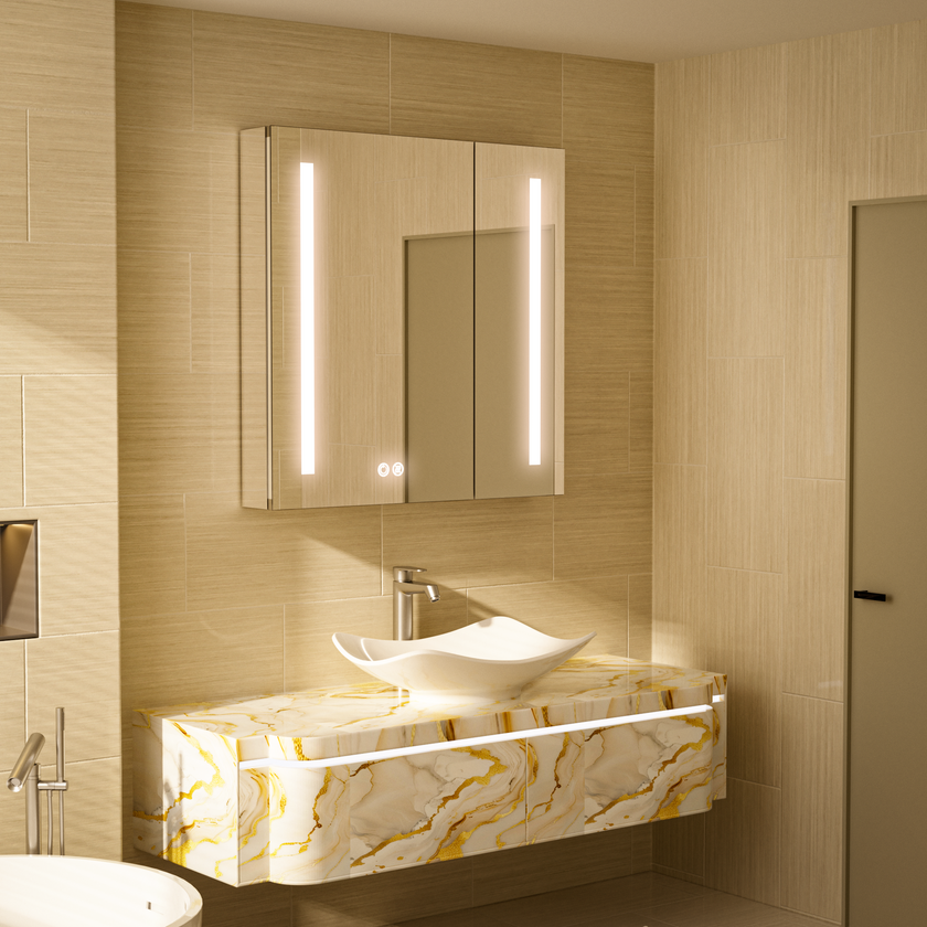 BLAZEY Rectangular Frameless Medicine Cabinet with Two Side LED Light