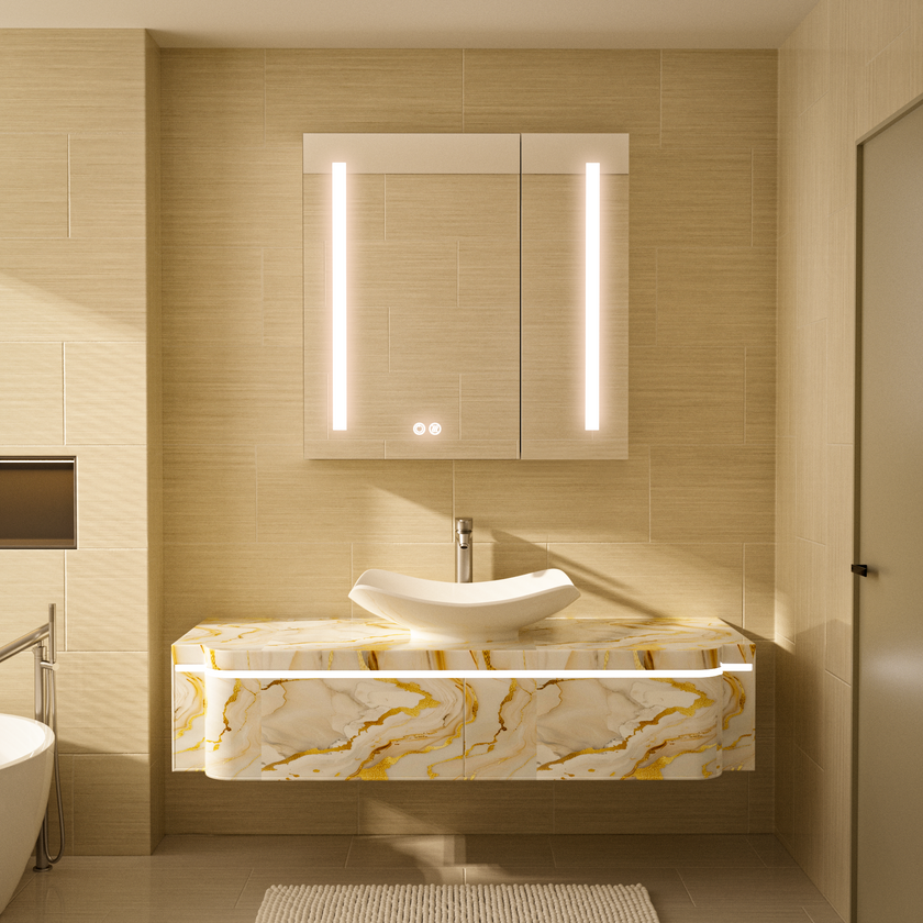 BLAZEY Rectangular Frameless Medicine Cabinet with Two Side LED Light