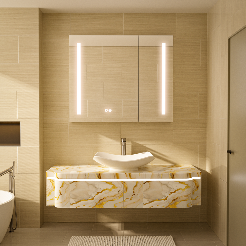 BLAZEY Rectangular Frameless Medicine Cabinet with Two Side LED Light