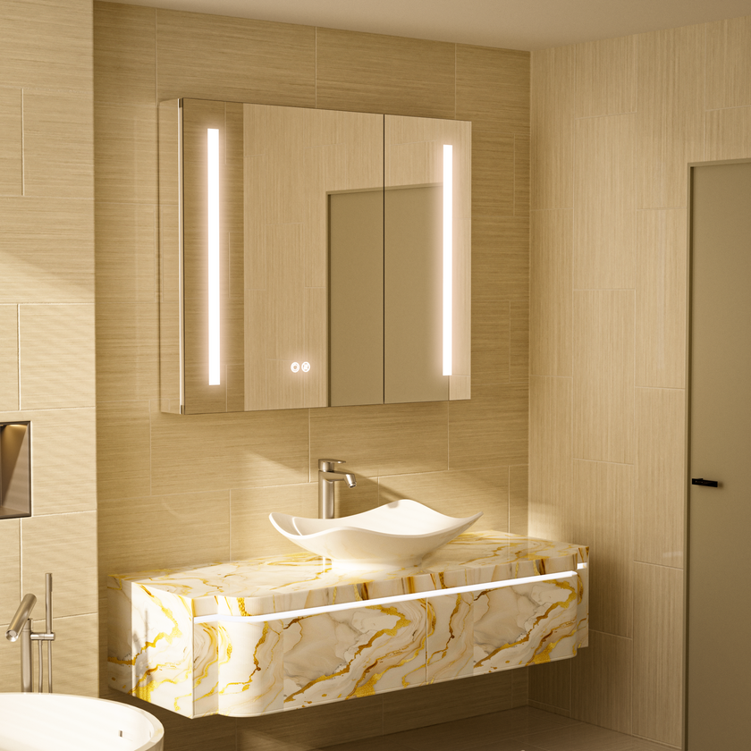 BLAZEY Rectangular Frameless Medicine Cabinet with Two Side LED Light