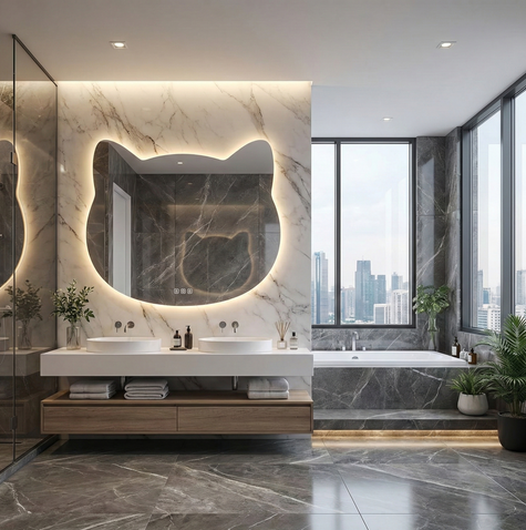 NEON Frameless Irregular Custom LED Mirror with Backlit | New Arrival