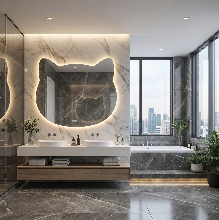 NEON Frameless Irregular Custom LED Mirror with Backlit | New Arrival