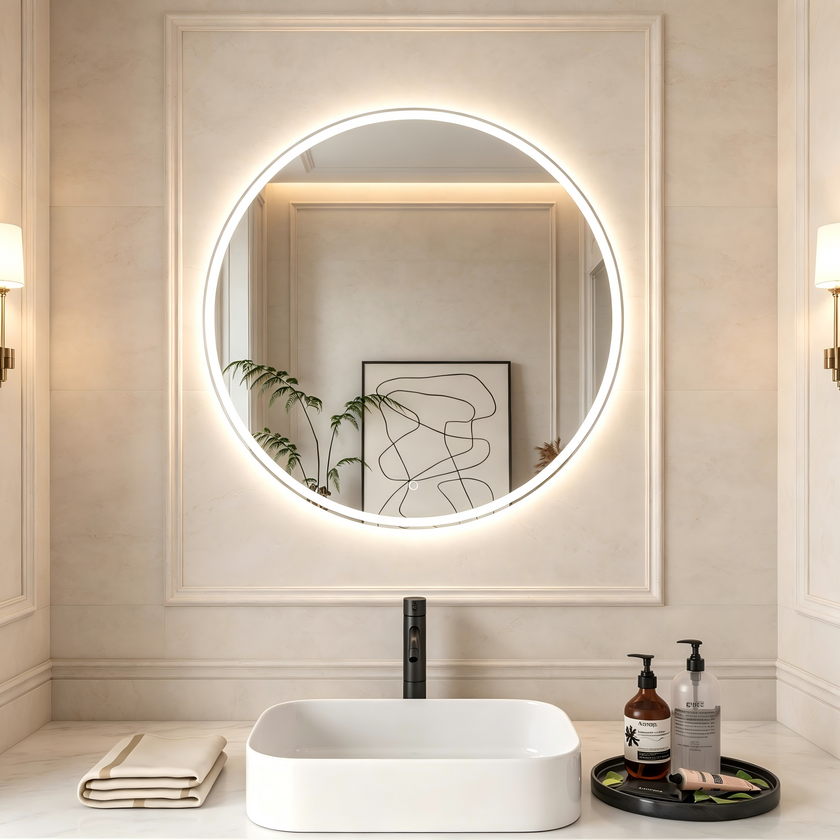 ELION Frameless Round Super Slim Custom LED Mirror | New Arrival