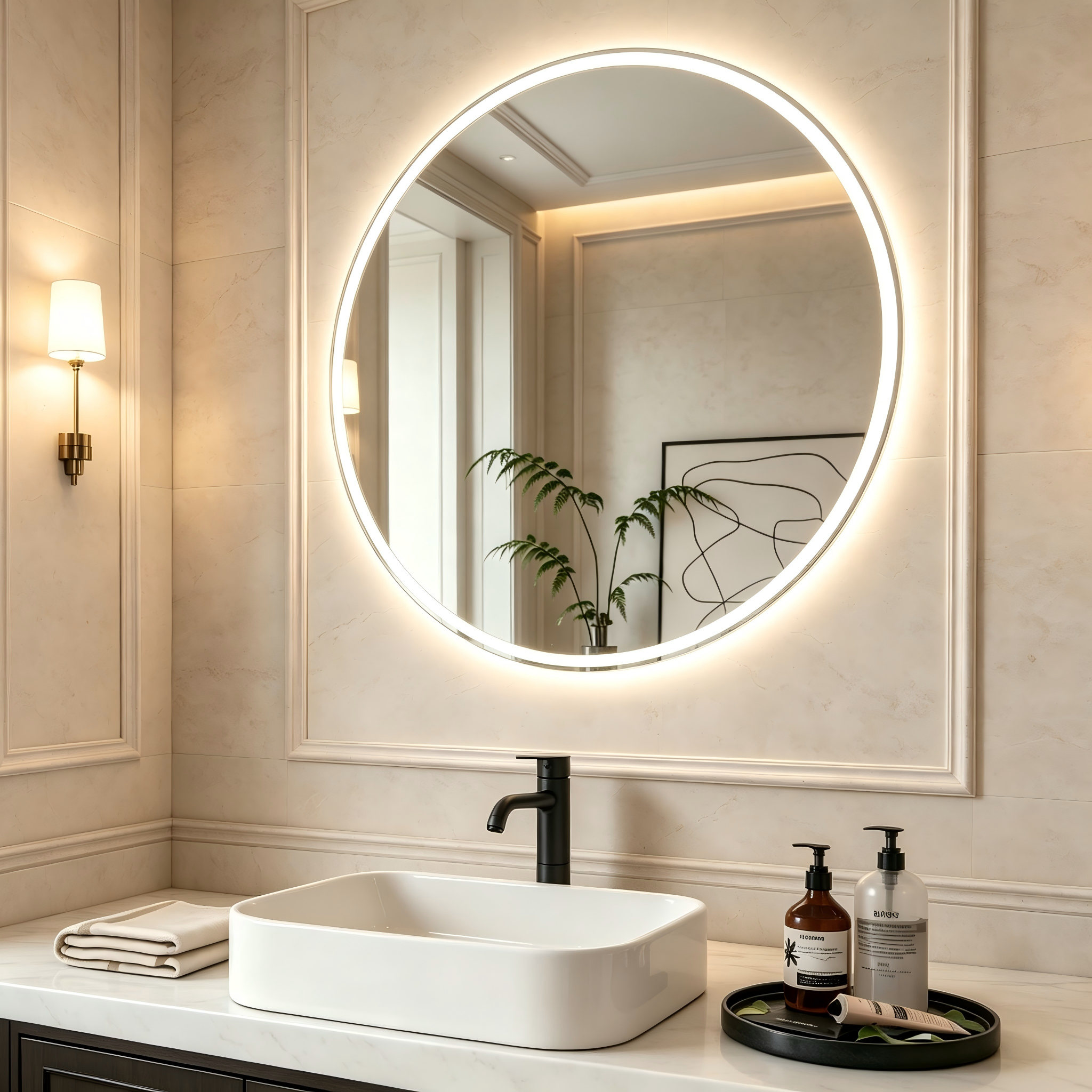 ELION Frameless Round Super Slim Custom LED Mirror | New Arrival