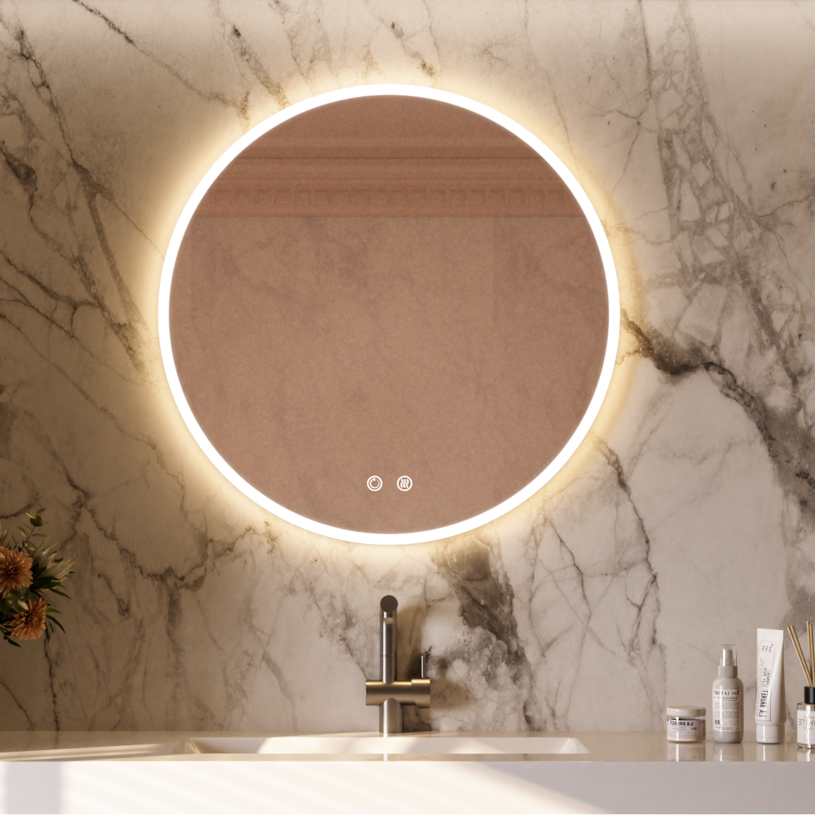 SHINEY Round Frameless LED Mirror with Edge LED Light | Ship today mirror