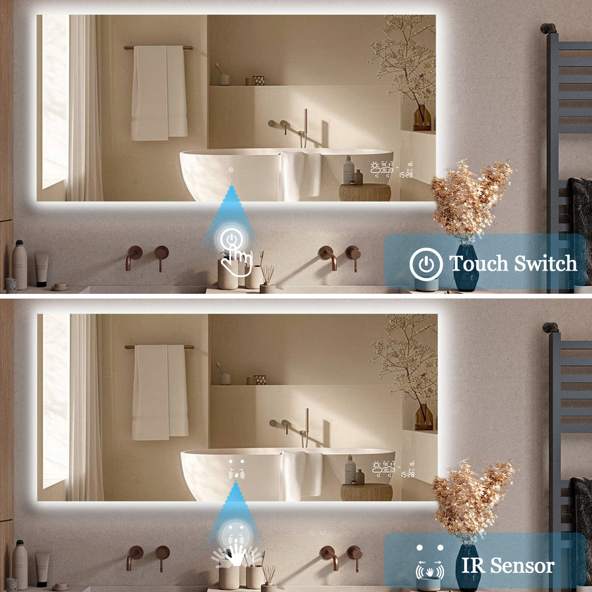 CRYSTAL Rectangular Frameless Custom LED Mirror with Backlight