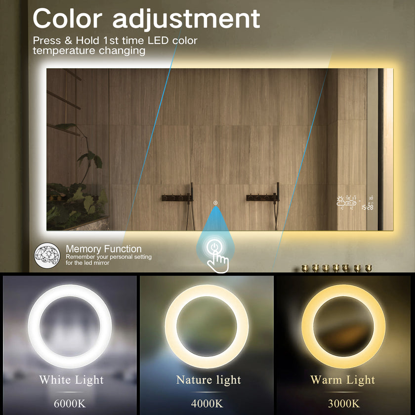 CRYSTAL Rectangular Frameless Custom LED Mirror with Backlight