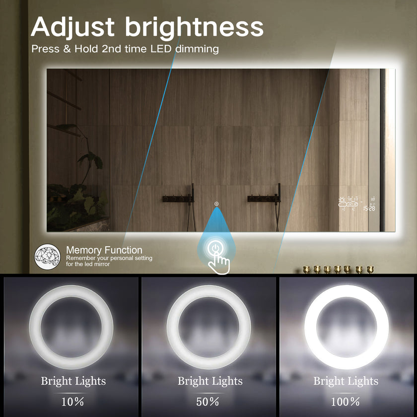 CRYSTAL Rectangular Frameless Custom LED Mirror with Backlight