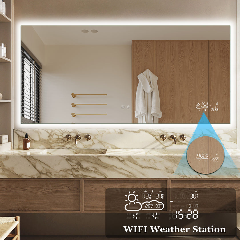 CRYSTAL Rectangular Frameless Custom LED Mirror with Backlight