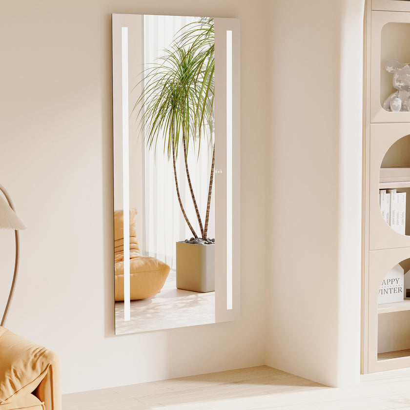 PHOS Full Length Rectangular Frameless Dual Vertical Glow Stripes Custom LED Mirror