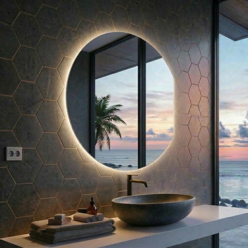 PHOTRA Frameless Irregular Custom LED Mirror | 2026 Spring Vibe