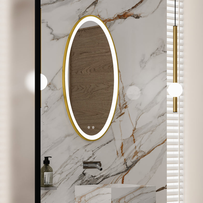LUMINA Oval Metal Gold Framed Custom LED Mirror