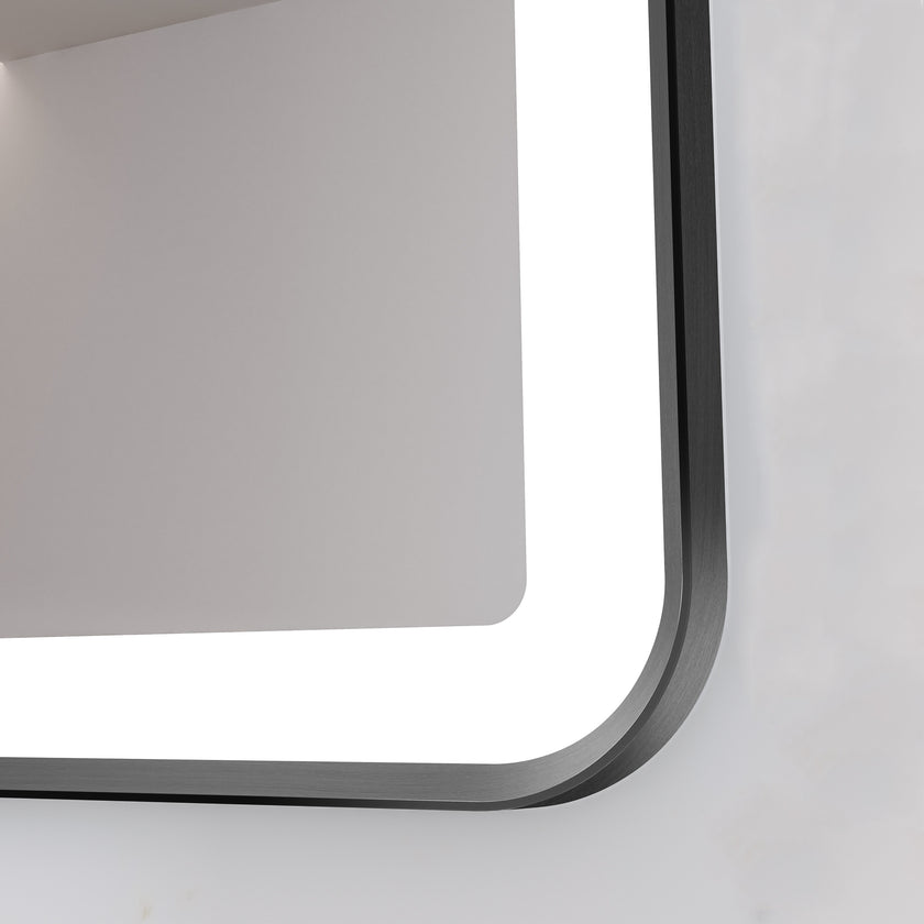 VILORA Rounded Metal Black Framed Custom LED Mirror