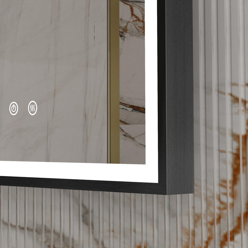 ELVIA Hanging Rod Arched Metal Black Framed Custom LED Mirror