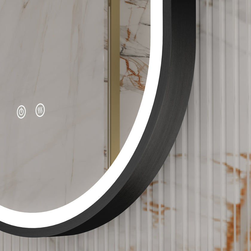 NOVAIS Hanging Rod Capsule Metal Black Framed Custom LED Mirror