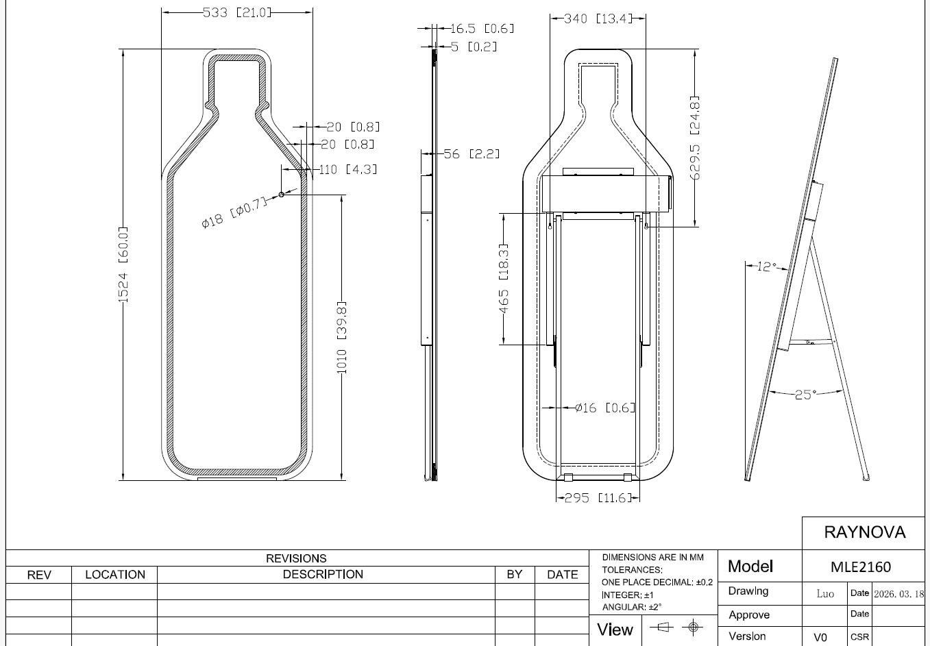 Bottle Style Frameless LED Mirror