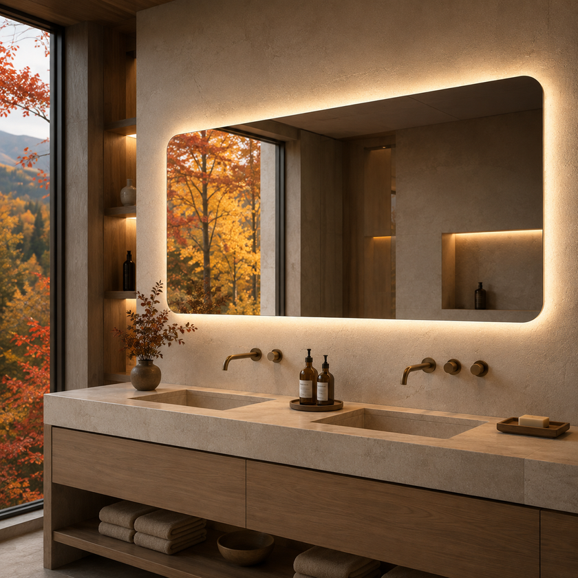 TAHOE Rounded Frameless Custom LED Mirror with Backlit