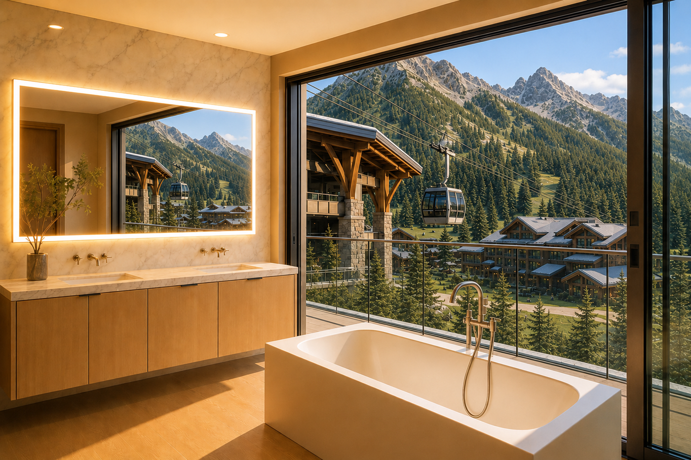 Raynova custom LED mirror for Teton Village, WY