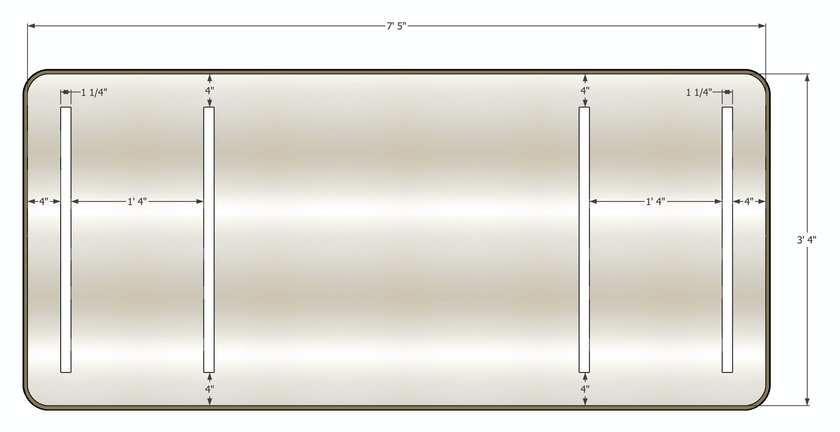 Rounded Framed Custom LED Mirror w/ 4 LED Stripe Mirror (Special Item)