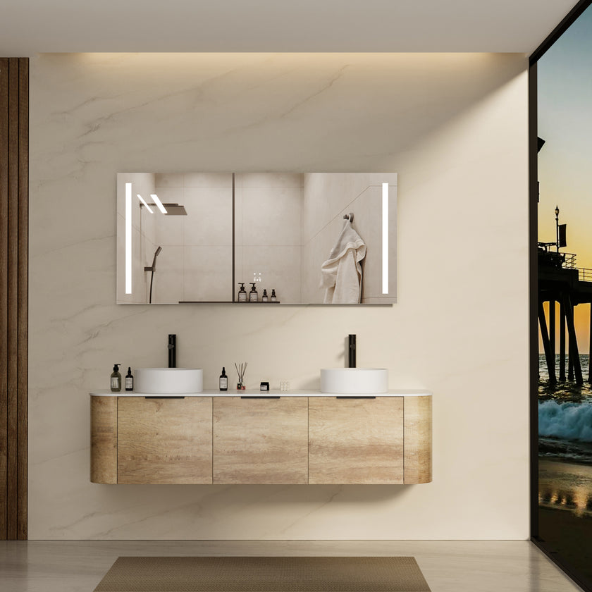 LUCENT Rectangular Frameless Dual Vertical Glow Stripes Custom LED Mirror