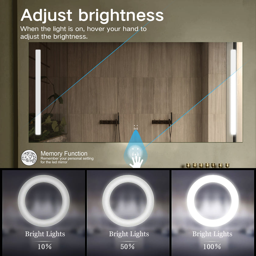 LUCENT Rectangular Frameless Dual Vertical Glow Stripes Custom LED Mirror