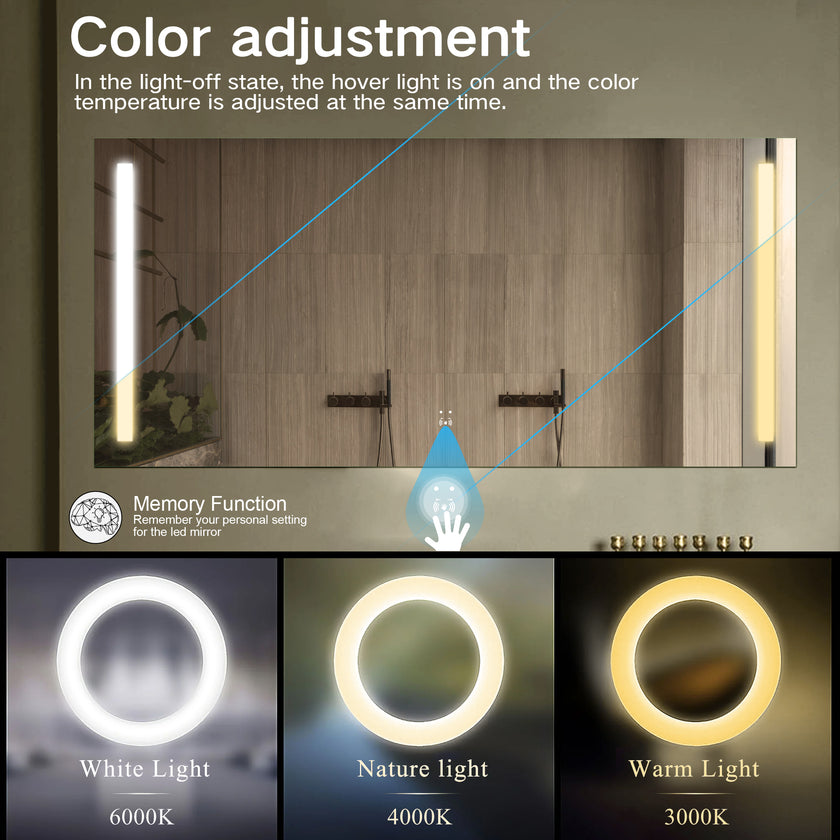 LUCENT Rectangular Frameless Dual Vertical Glow Stripes Custom LED Mirror