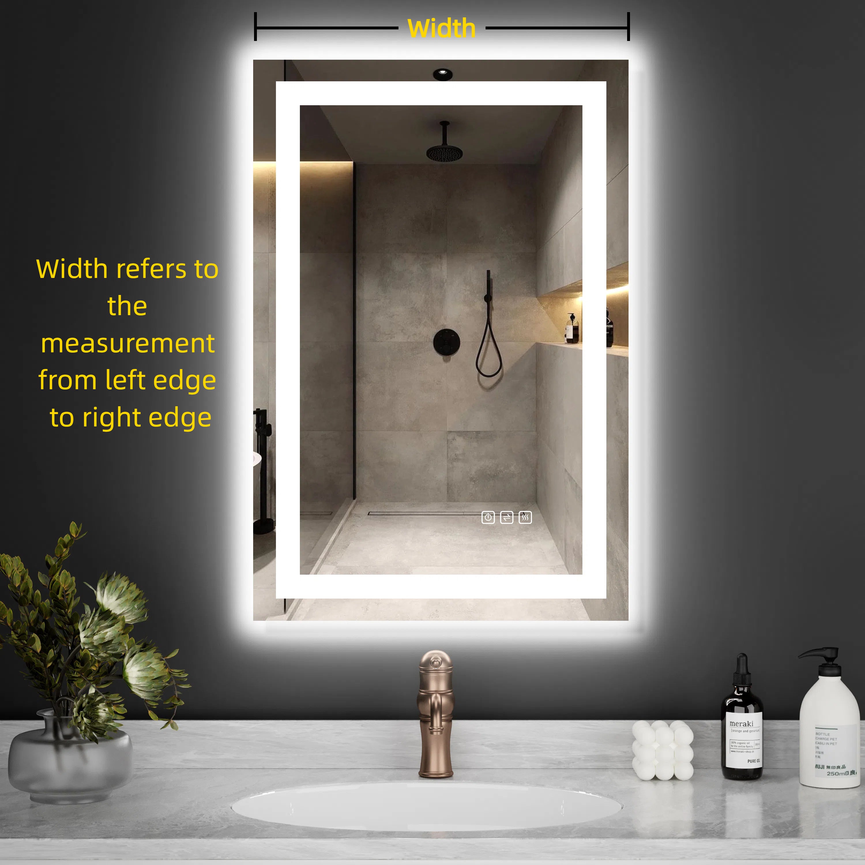 Width(Inch) – Custom LED Mirror