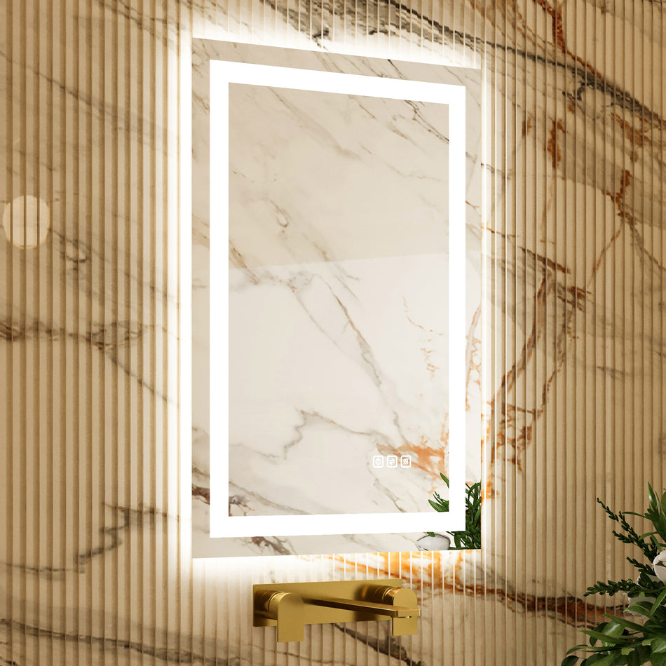 RAY Rectangular Frameless LED Mirror with Front light and Backlit | Ship today mirror