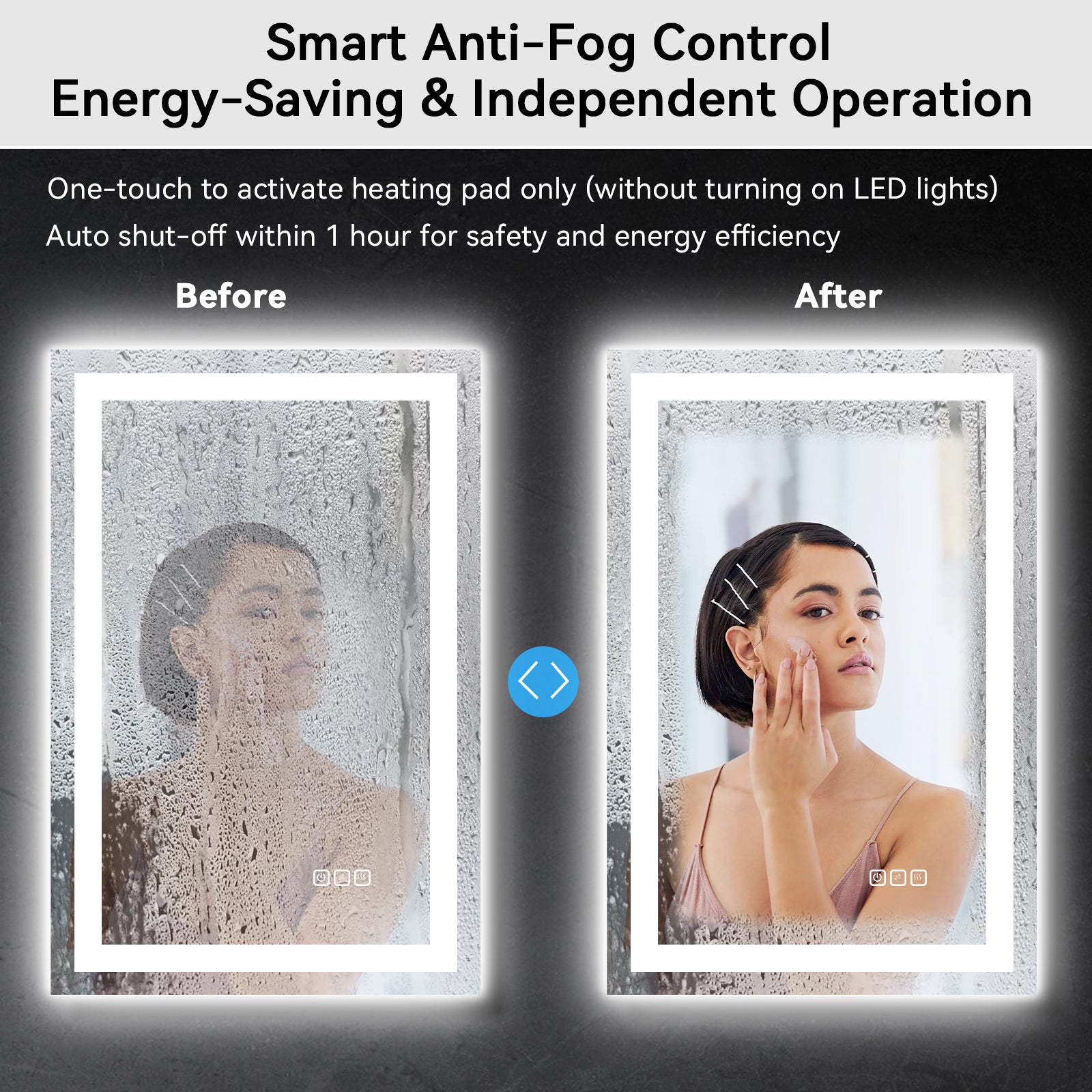 RAY Rectangular Frameless LED Mirror with Front light and Backlit | Ship today mirror