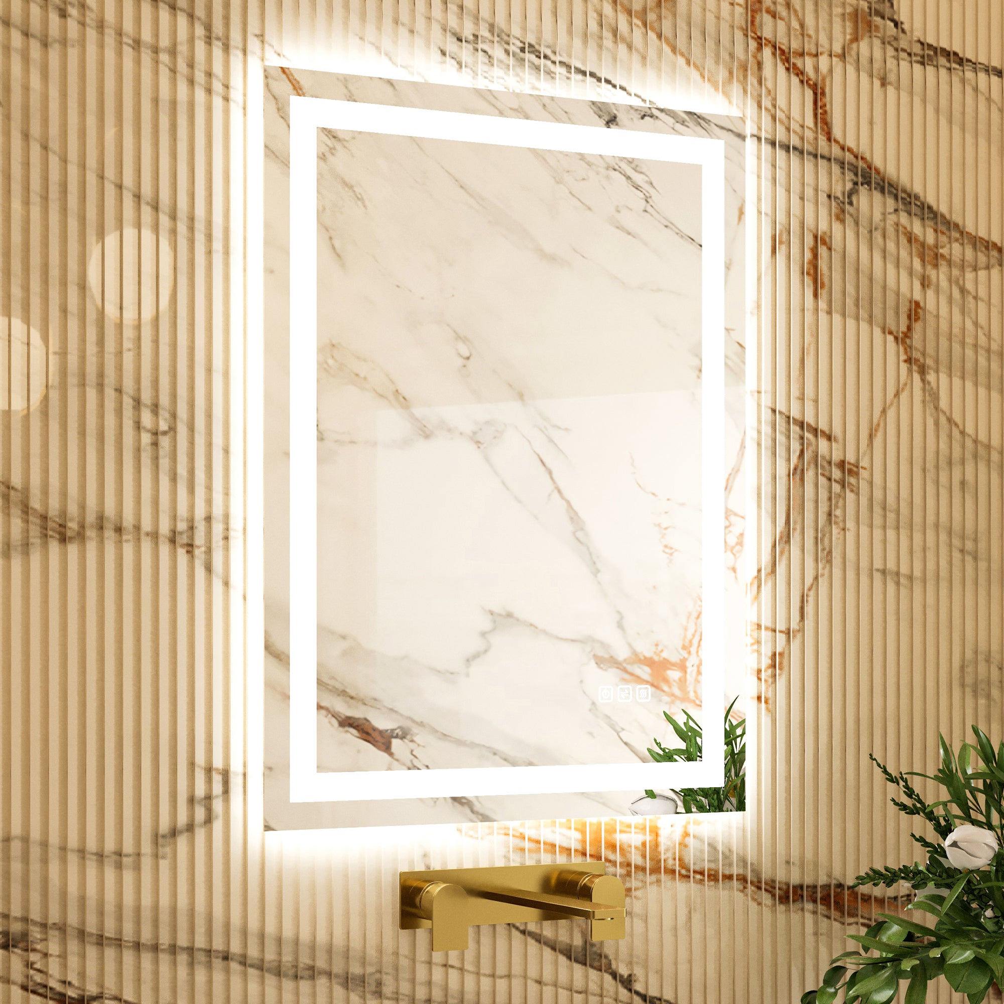 RAY Rectangular Frameless LED Mirror with Front light and Backlit | Ship today mirror