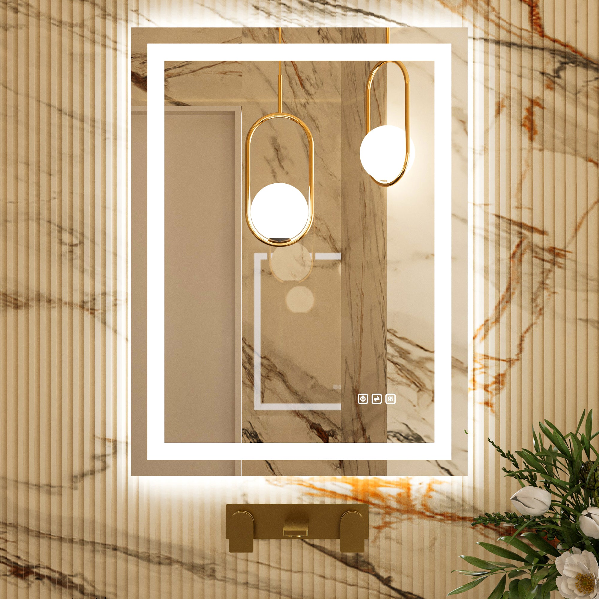RAY Rectangular Frameless LED Mirror with Front light and Backlit | Ship today mirror