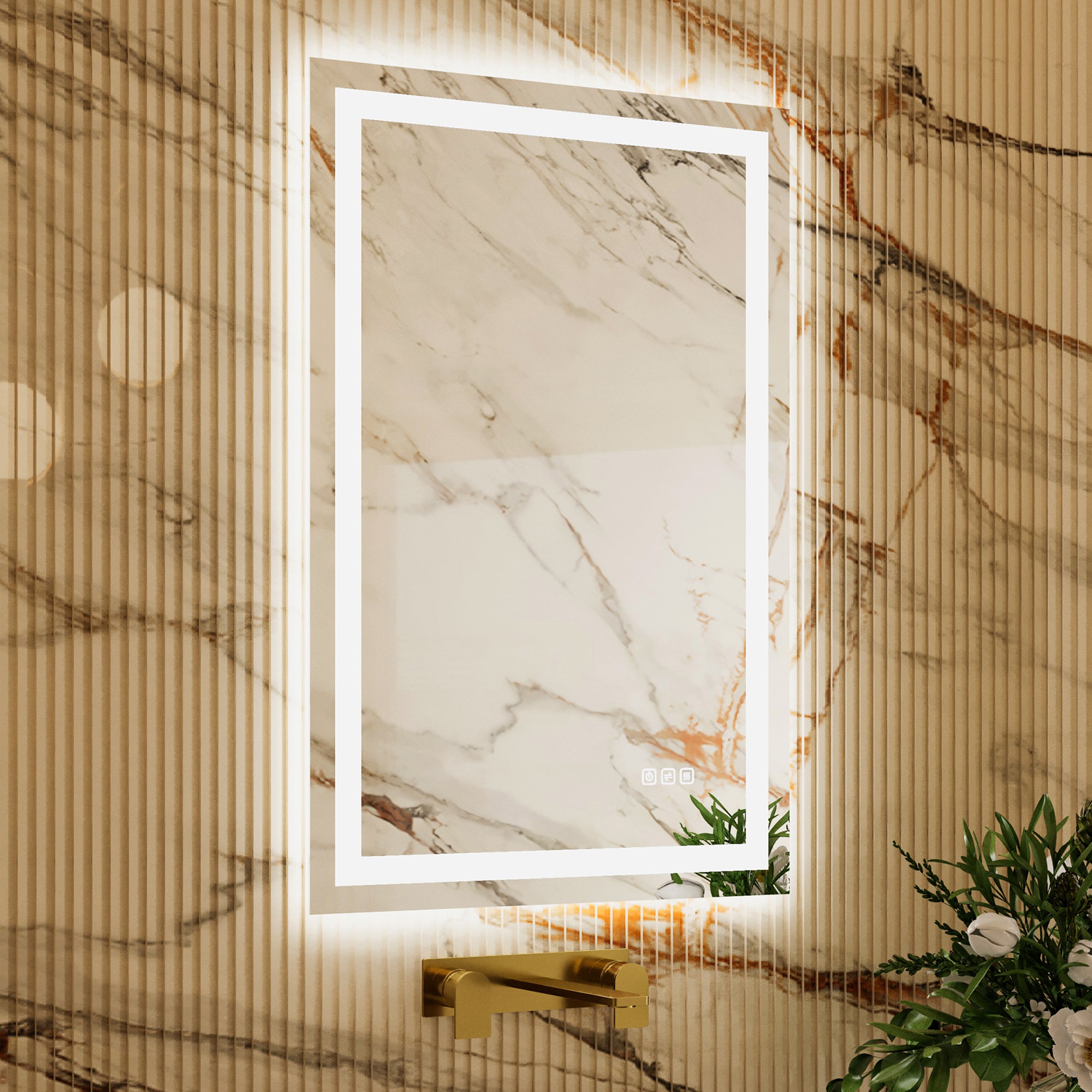 RAY Rectangular Frameless LED Mirror with Front light and Backlit | Ship today mirror