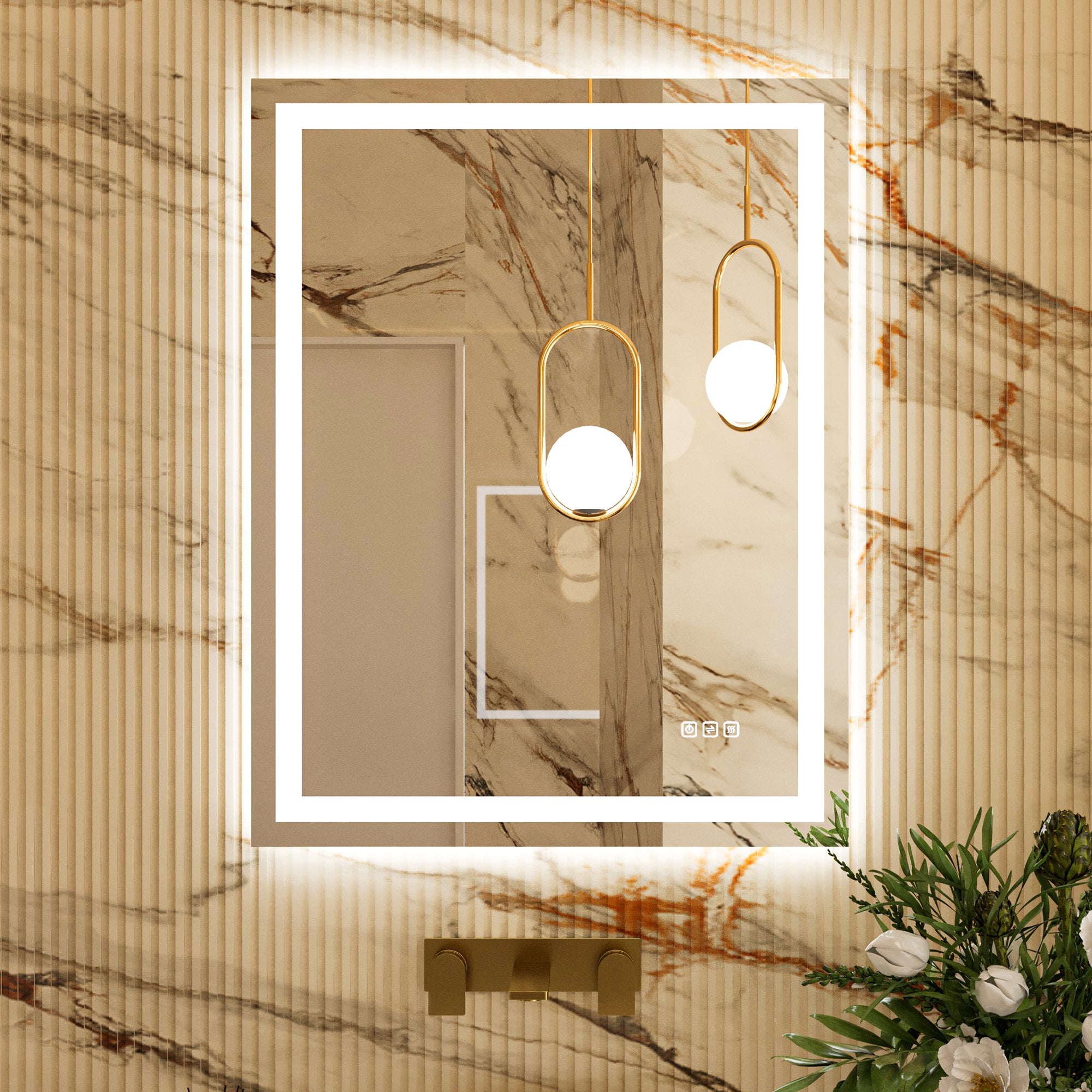 RAY Rectangular Frameless LED Mirror with Front light and Backlit | Ship today mirror