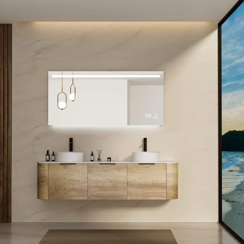 SPLENDOR Rectangular Frameless Top Horizontal Glow Stripe Custom LED Mirror