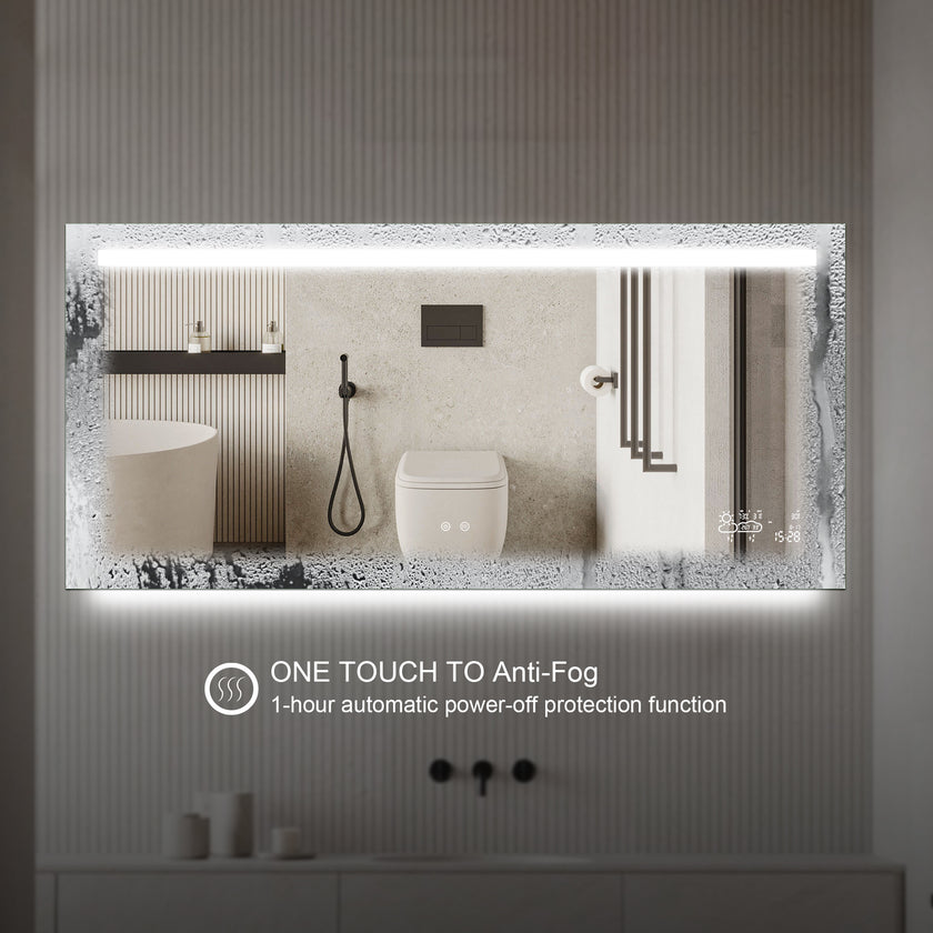 SPLENDOR Rectangular Frameless Top Horizontal Glow Stripe Custom LED Mirror